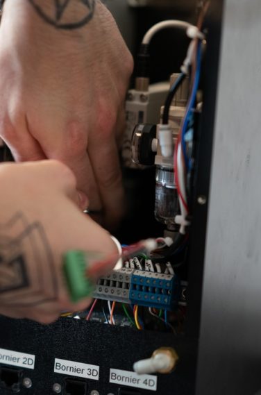 working on synthesizer